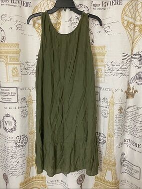 AGB Dress Sz L Army Green Sleeveless & Lined Work or Summer Dress NWT